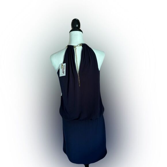 NWT Jessica Simpson Navy Halter Dress Size 6, Gold Choker - Picture 4 of 7